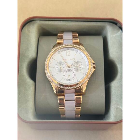 Michael Kors MK6657 Women's Riley Chronograph Two-Tone Stainless Steel Watch - Picture 1 of 5